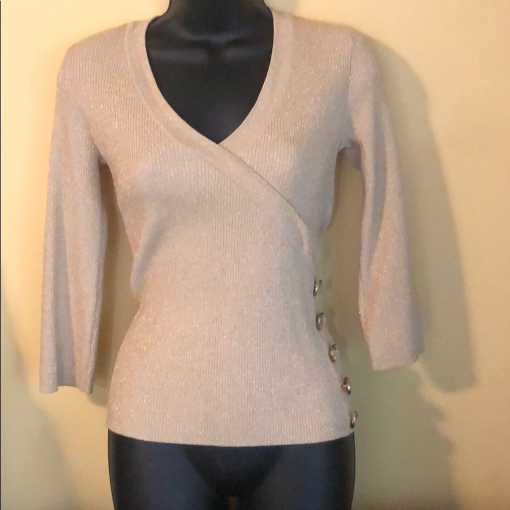 Women’s S gold flake holiday  sweater worn 1X